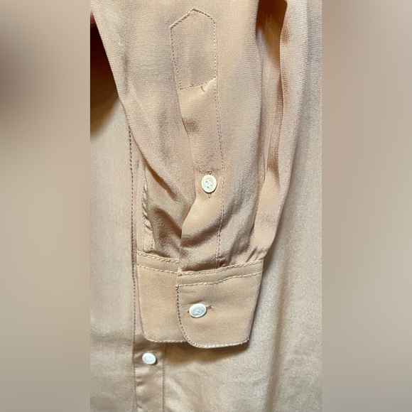 LANVIN Gold Silk Button Down Blouse*Size Large* - Picture 4 of 6
